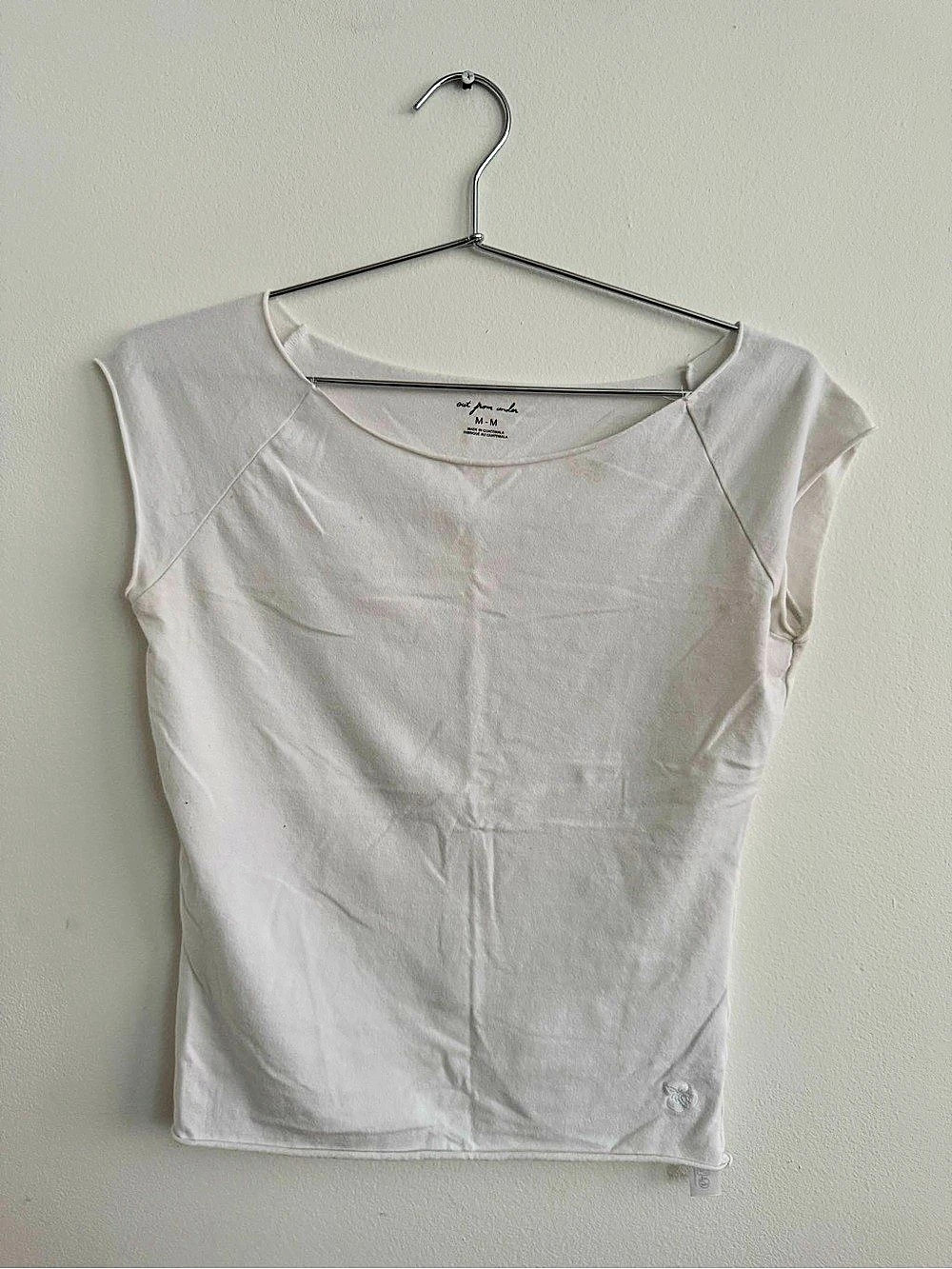 Wide neck Women's White Short Sleeve Top